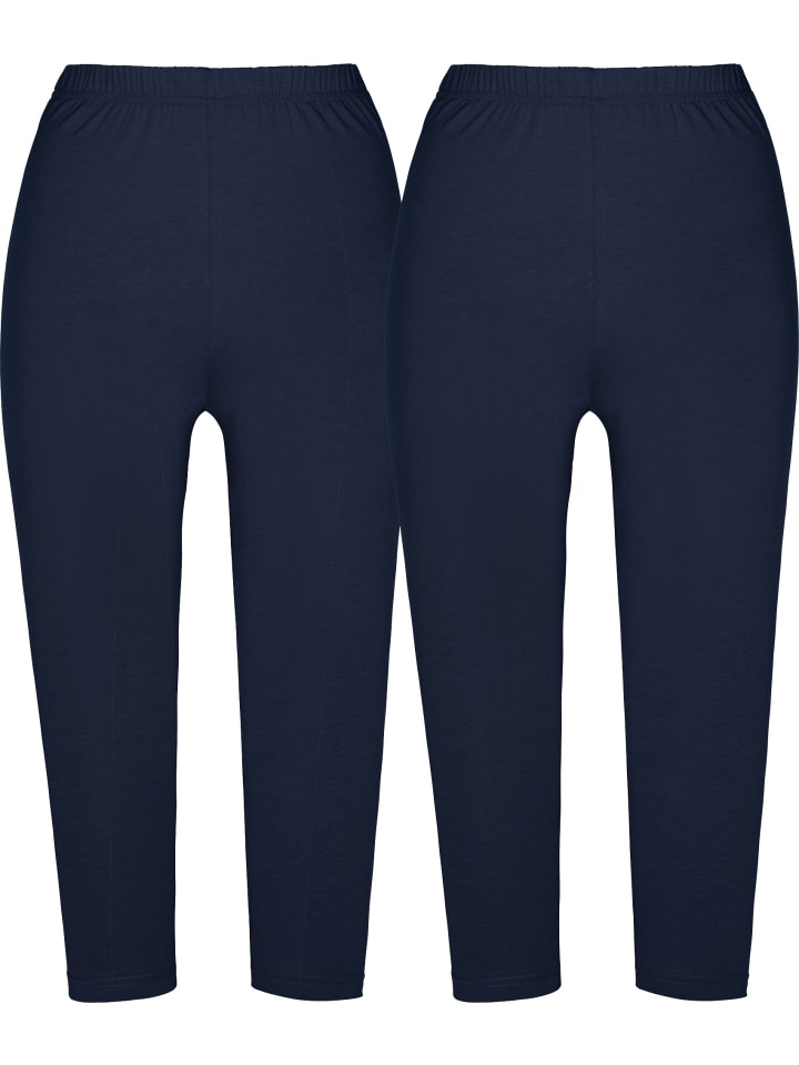 Single-Jersey Capri-Leggings im 2er-Pack in marine/marine