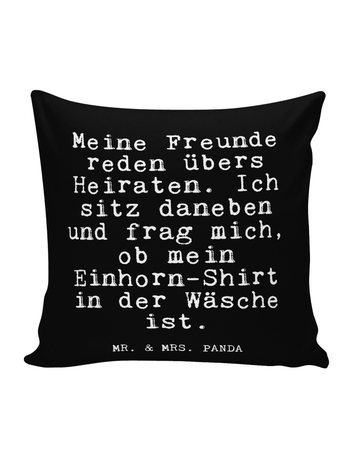 Kissen Meine Freunde reden übers... mit Spruch in Schwarz