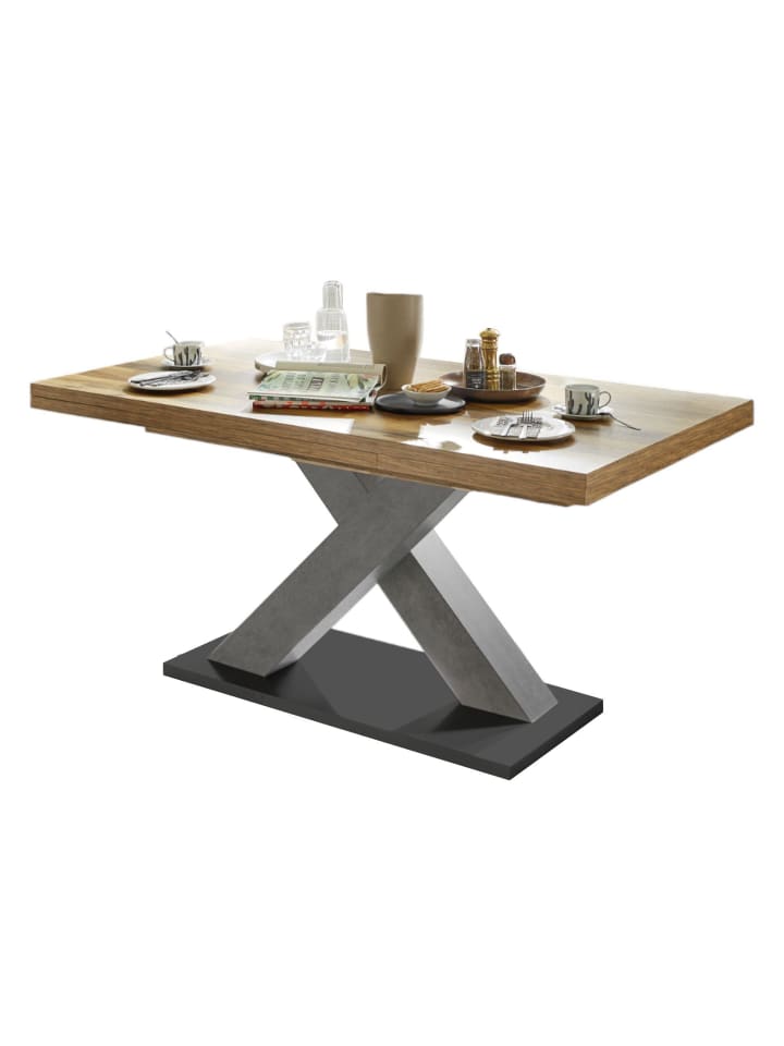 ESSTISCH ausziehbar Elene 180x90x76 Graphit/Plankeneiche