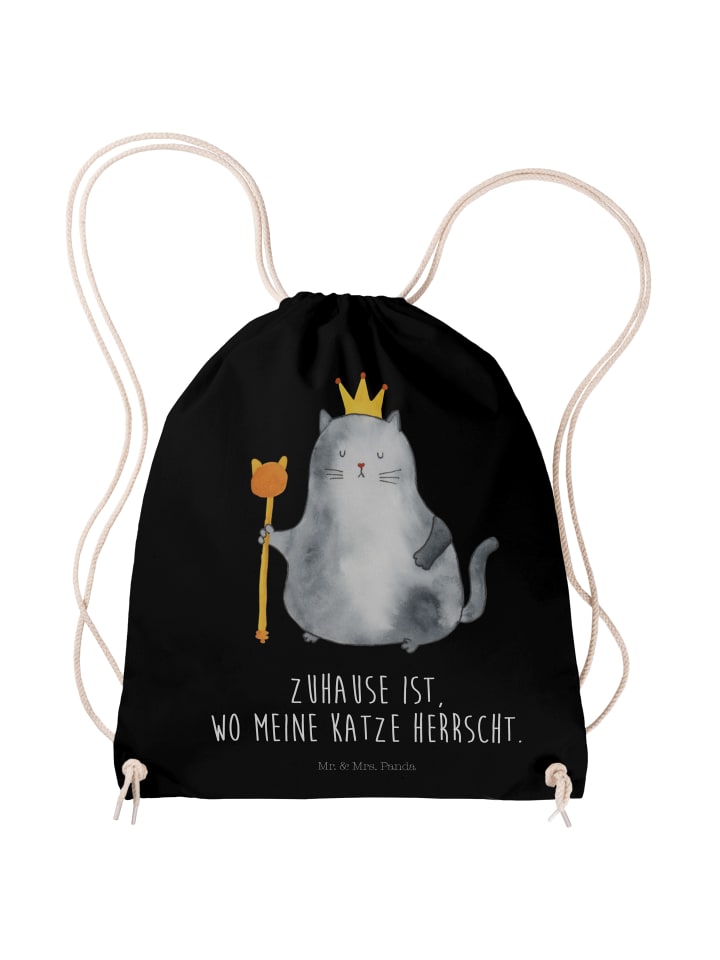 Gym Bag Katze König mit Spruch in Schwarz