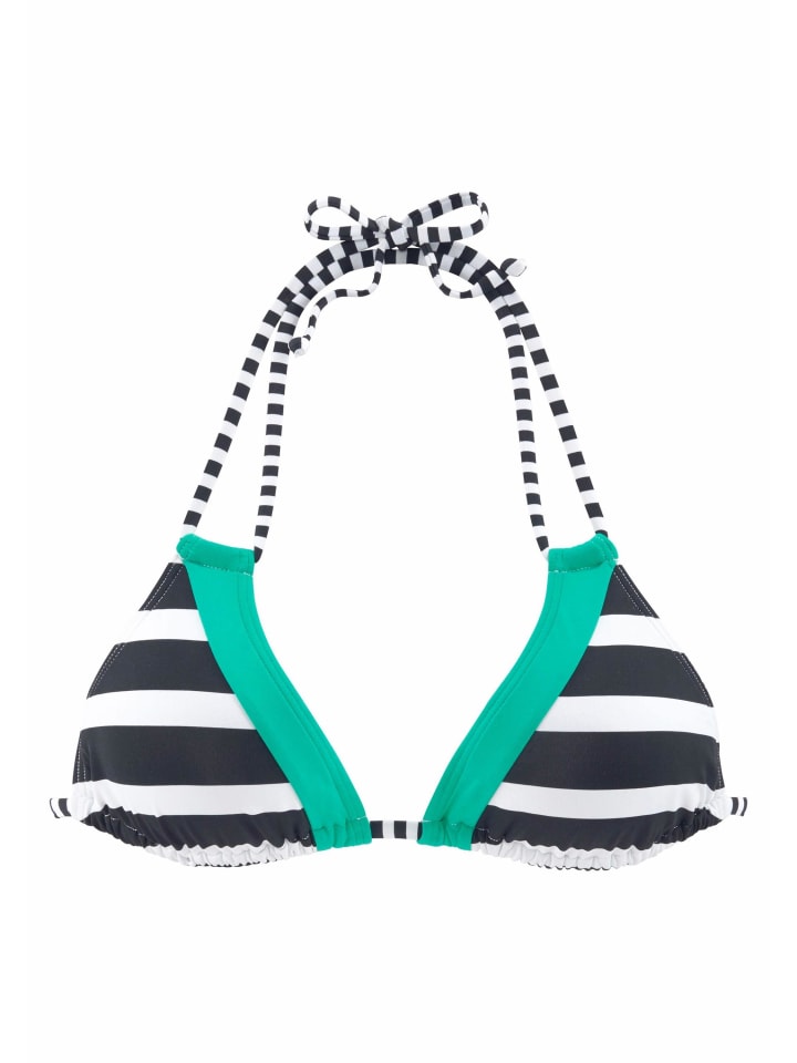 Triangel-Bikini-Top in schwarz-weiß