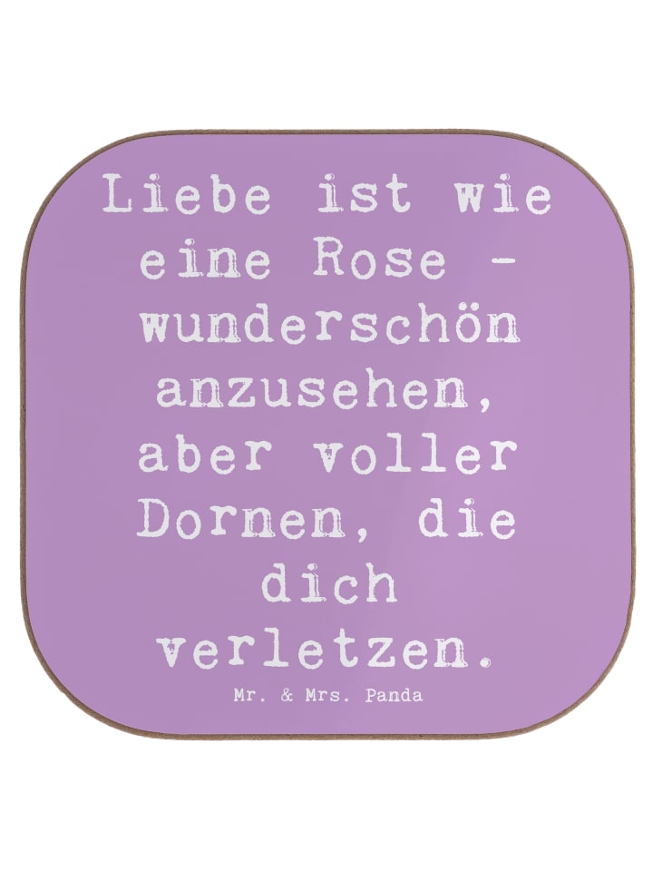 gläseruntersetzer Spruch Rose Herzschmerz mit S... in Lavendeltraum