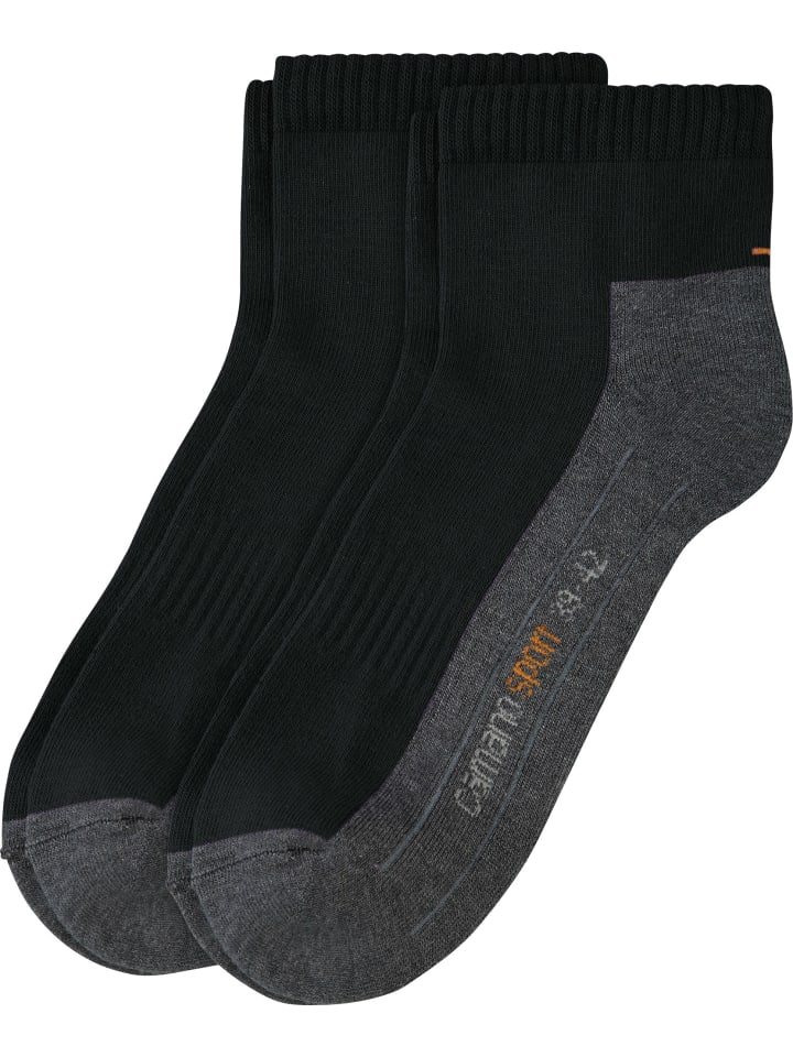 Unisex-Sport-Kurzsocken 2 Paar in schwarz