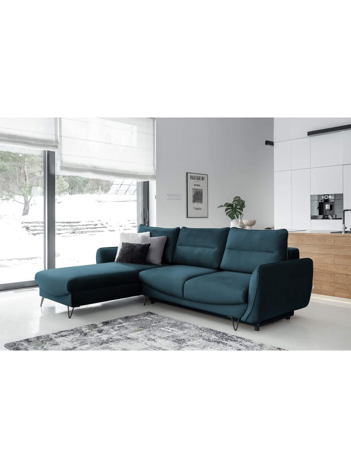 Sonic Recamiere Links in Blautanne - (L) 276 x (B) 276 x (H) 100 cm