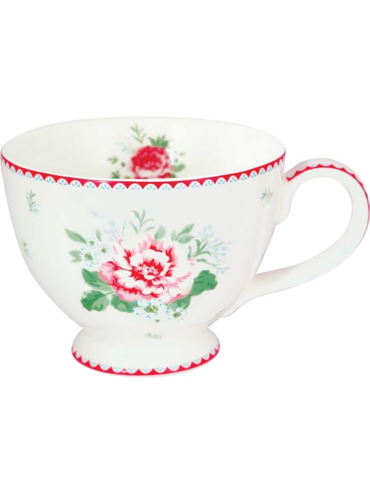 Teetasse ALIVIA Weiß mit Blumen