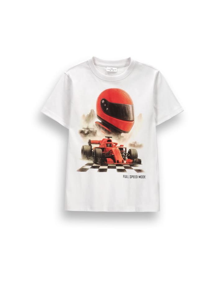 Baumwoll-T-Shirt mit kurzen Ärmeln in weiß