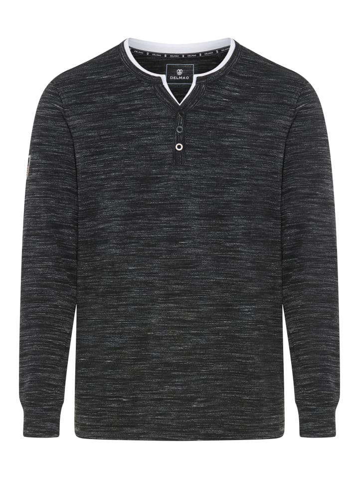 Henleyshirt in schwarz meliert