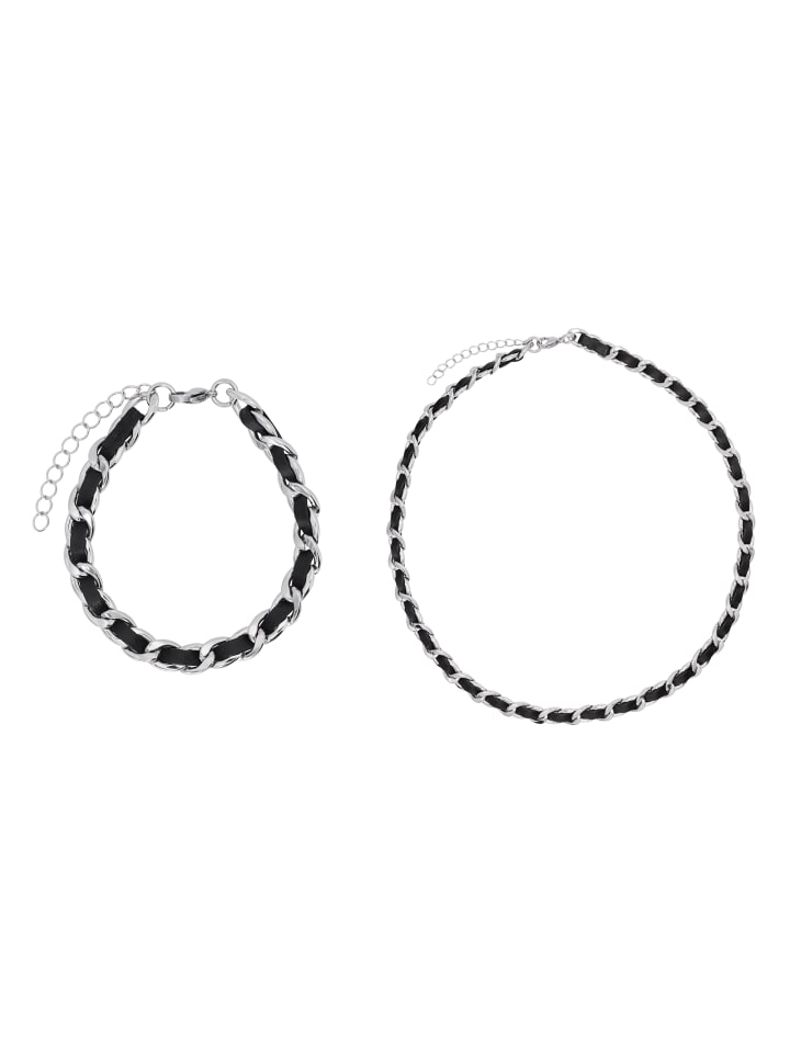 Schmuckset Herren mit Armband und Halskette Set Lures schwarz farben in schwarz