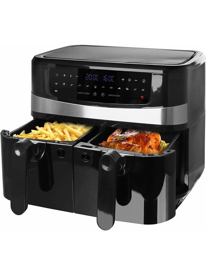 AF-126672 XXL Doppel Heißluft-Fritteuse, 9 Liter (2 x 4,5 L), Airfryer