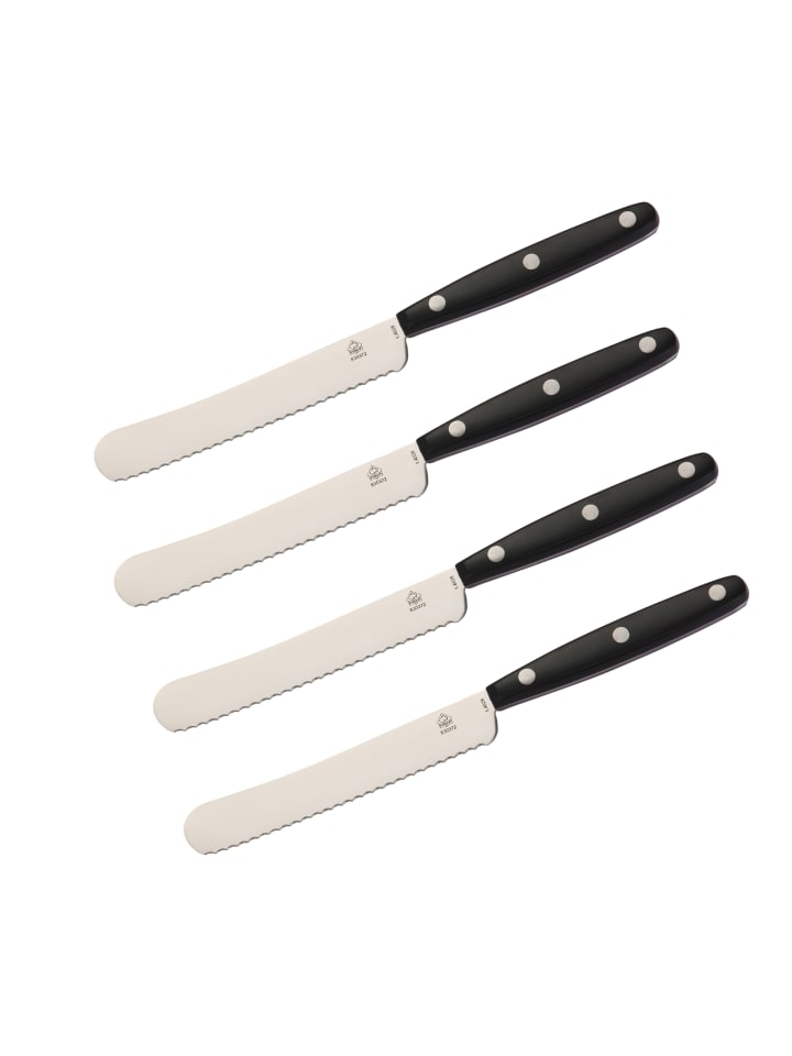 4-er Set PUMA Buckelmesser mit Wellenschliff, ABS Griff in schwarz
