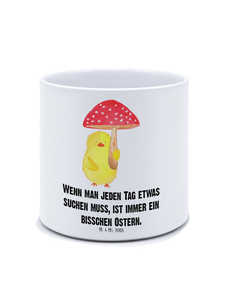 Pflanzkübel Küken Fliegenpilz mit Spruch in Weiß