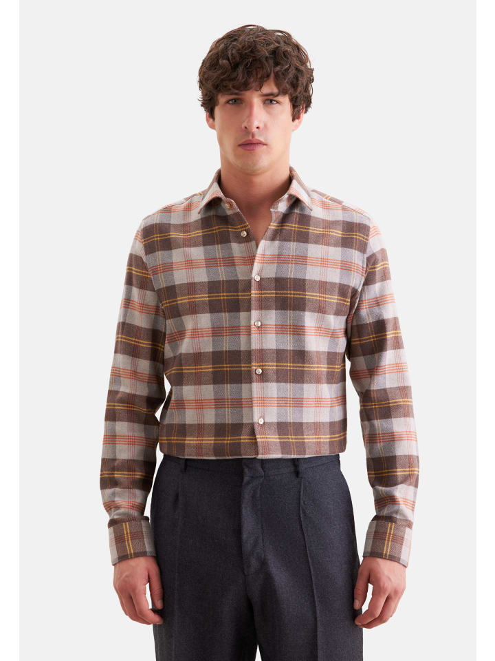 Flanellhemd Shaped in Braun
