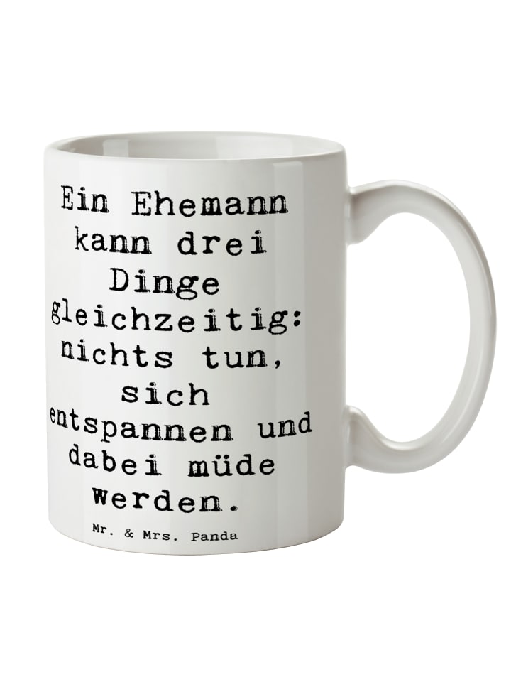 Tasse Ehemann Fähigkeiten mit Spruch in Weiß