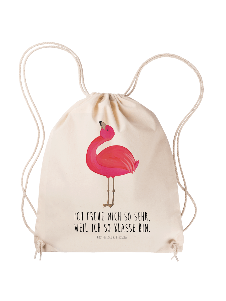 Beutel Flamingo Stolz mit Spruch in Creme