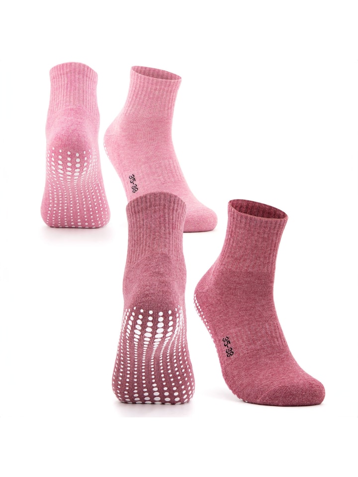 2er Pack Stoppersocken Madeleine in Pink-Rot