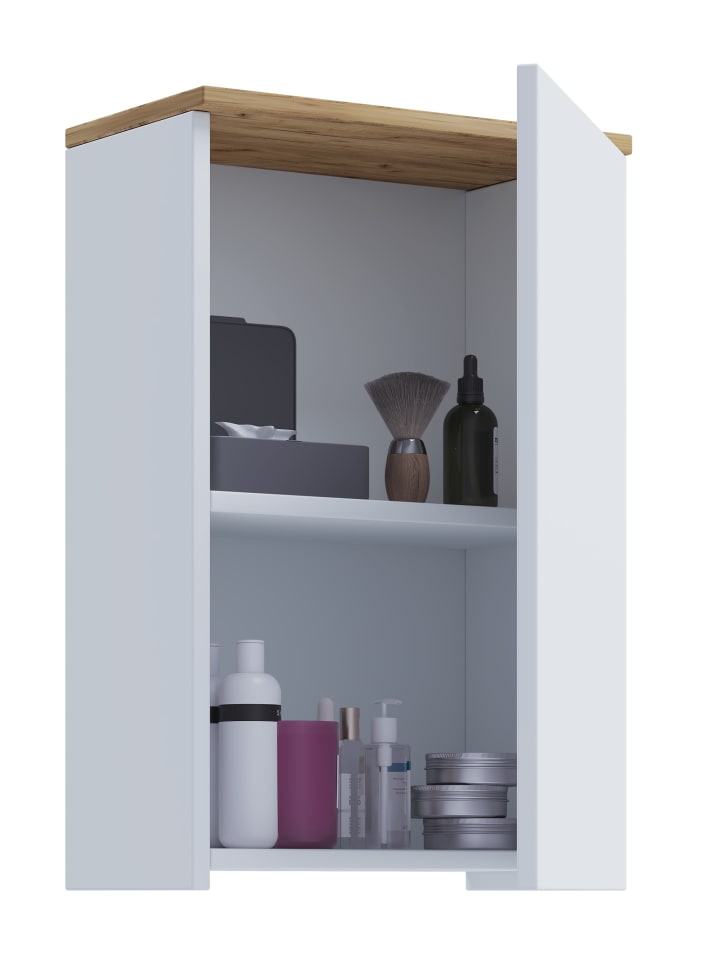 Hängeschrank Badregal Badmöbel Wandschrank Cosila in Weiß / Honig-Eiche