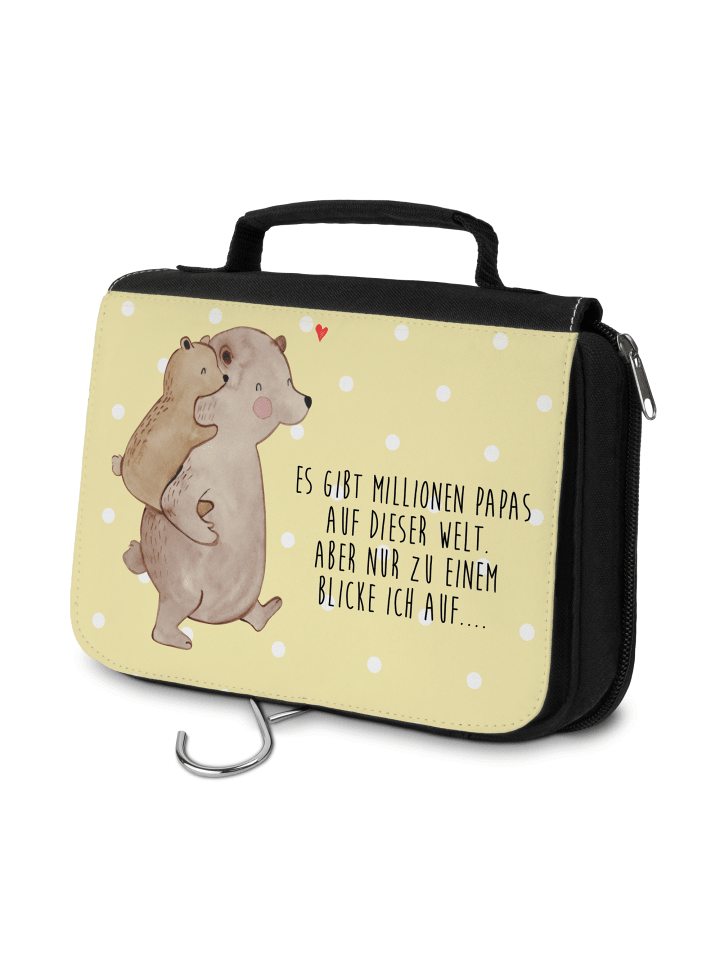 Kosmetiktäschchen Papa Bär mit Spruch in Gelb Pastell