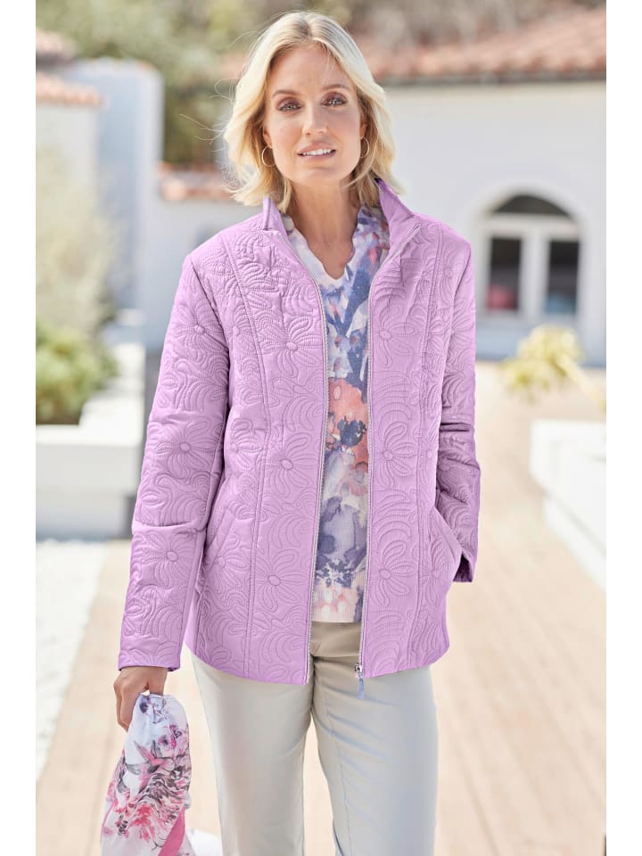Jacke mit floraler Steppung in pastelllila