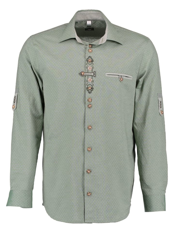Trachtenhemd Olore in khaki/schlamm