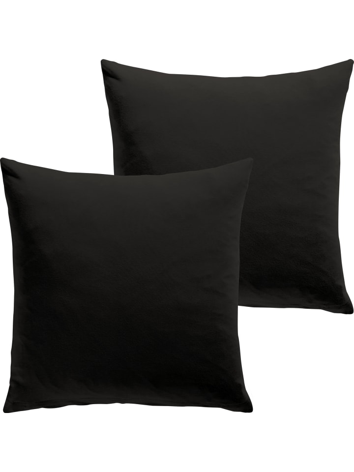 Single-Jersey Kuschelkissenbezug 2er-Pack San Francisco in schwarz