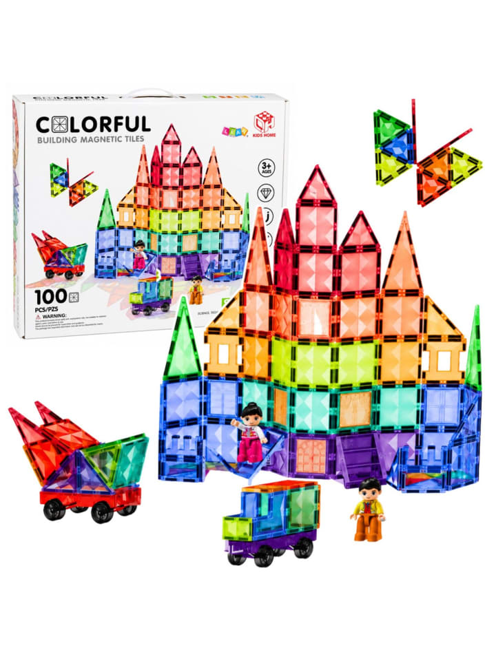 Lean Toys Magnetische Bausteine 3D-Paneele Kreatives STEM Bunt 100 Stück