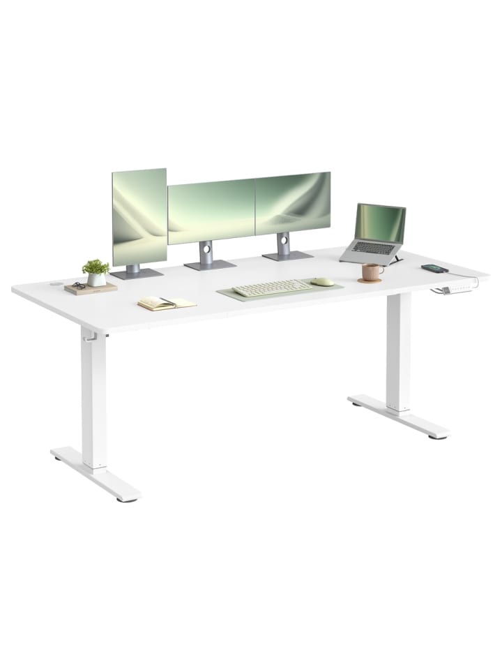 Schreibtisch Balok in Weiß - (B)80 x (H)(72-120) x (T)180 cm