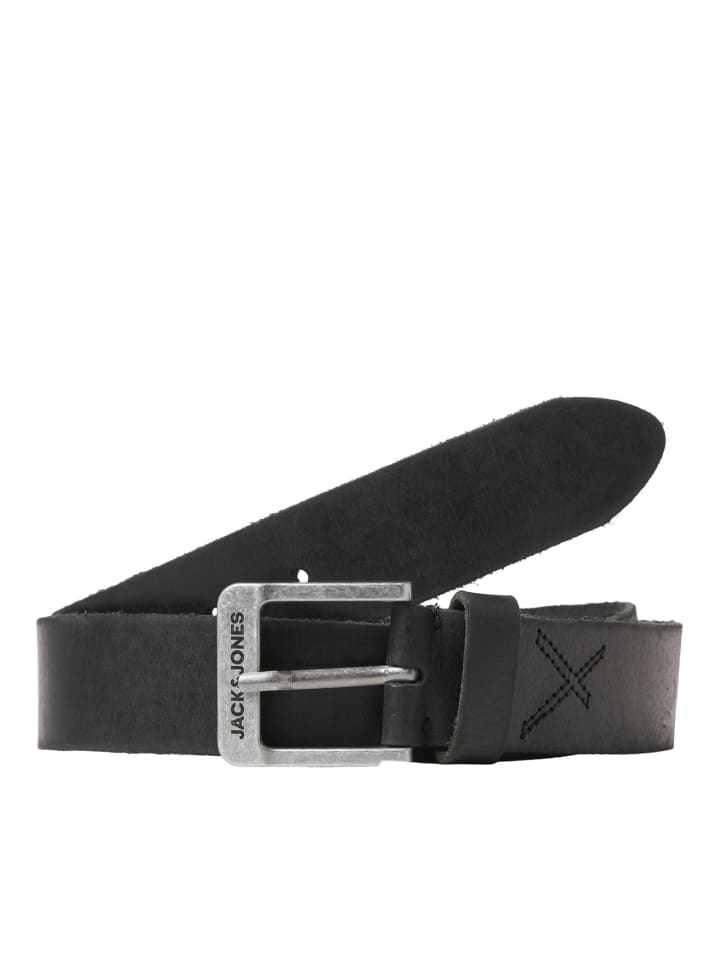 Echtleder Gürtel Klassischer Leather Belt mit Löcher JACROCK in Schwarz