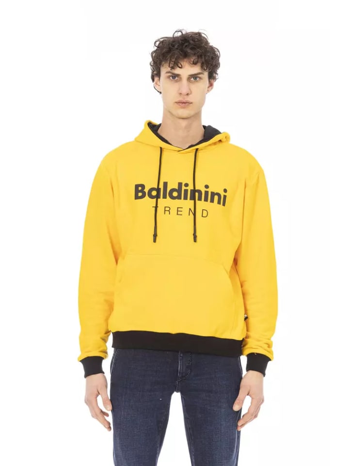 Zweifarbig Gelb Baumwolle Herren Hoodie