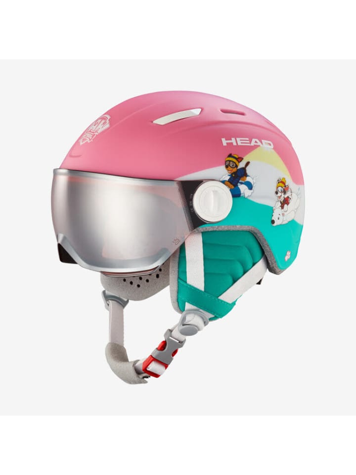 Skihelm mit Visier in mehrfarbig