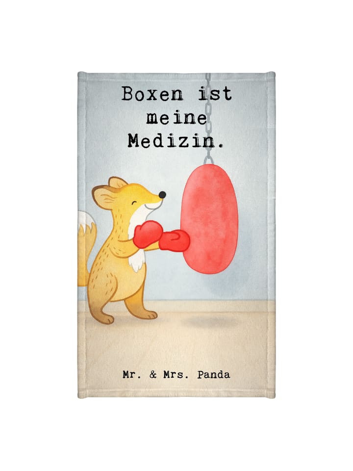 Gästehandtuch Fuchs Boxen Design mit Spruch in Weiß
