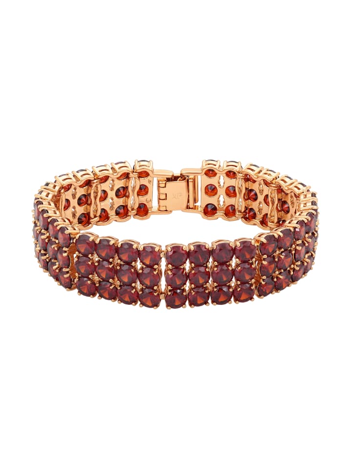 Women Crystal-Studded Bracelet in Rose Gold Red