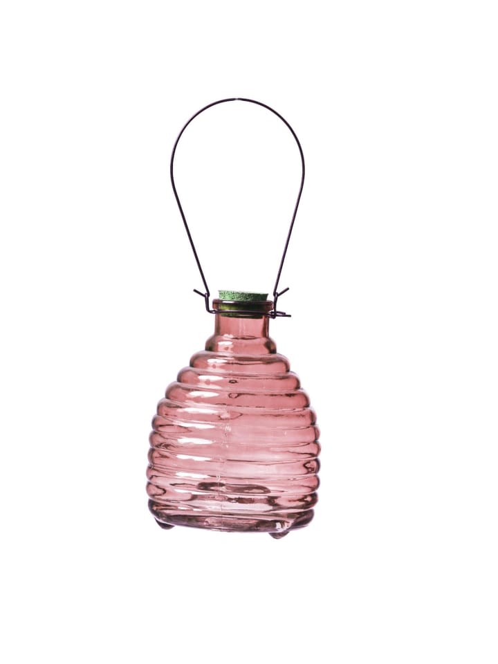 Wespenfänger HONIGTOPF Wespenfalle geriffeltes Glas D: 13cm in rosa