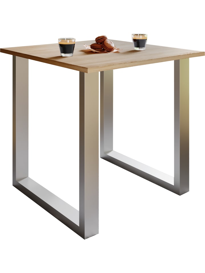 Premium Holz Esstisch Küchentisch Xona U 80x80 in Silber / Sonoma-Eiche