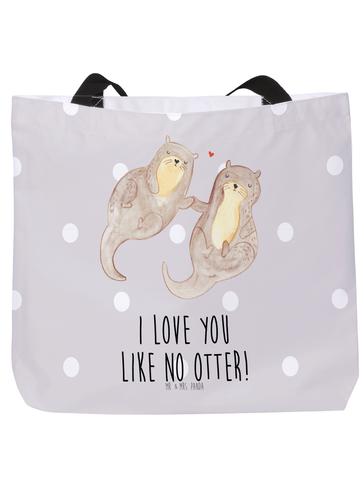 Tasche Otter Hände halten mit Spruch in Grau Pastell