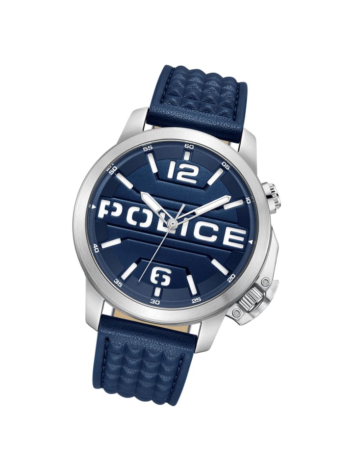 Analog-Armbanduhr Police Automated dunkelblau extra groß (ca. 44x52mm)
