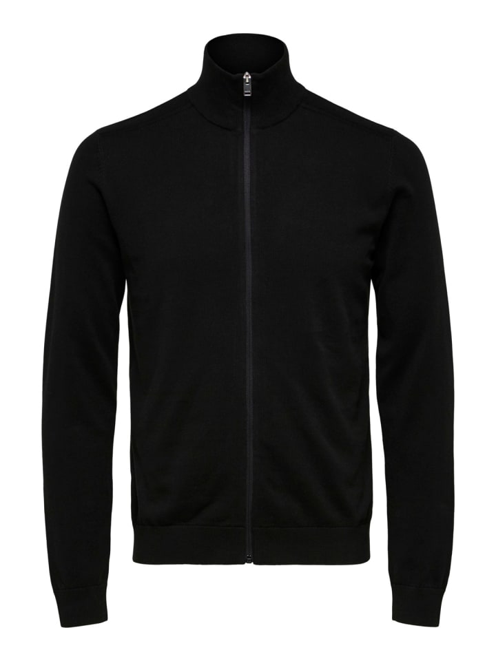 Einfarbige Strickjacke Basic Cardigan Baumwolle SLHBERG in Schwarz