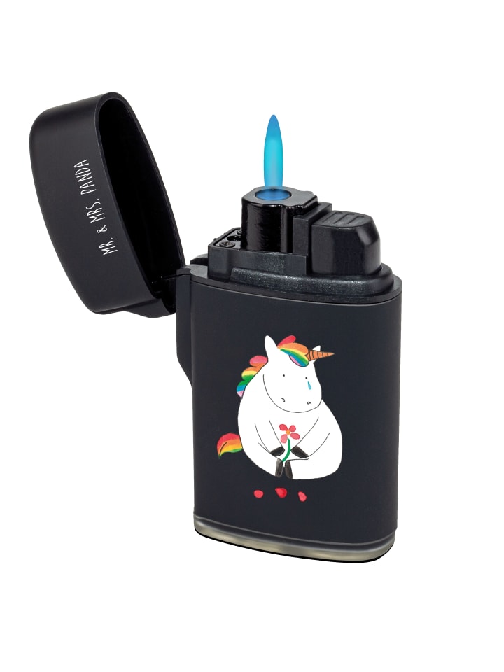Sturmfeuerzeug Einhorn Traurig ohne Spruch in Schwarz