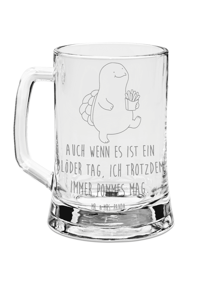 Krug Schildkröte Pommes mit Spruch in Transparent