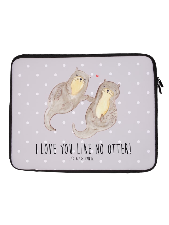 Laptop Tasche Otter Hände halten mit Spruch in Grau Pastell