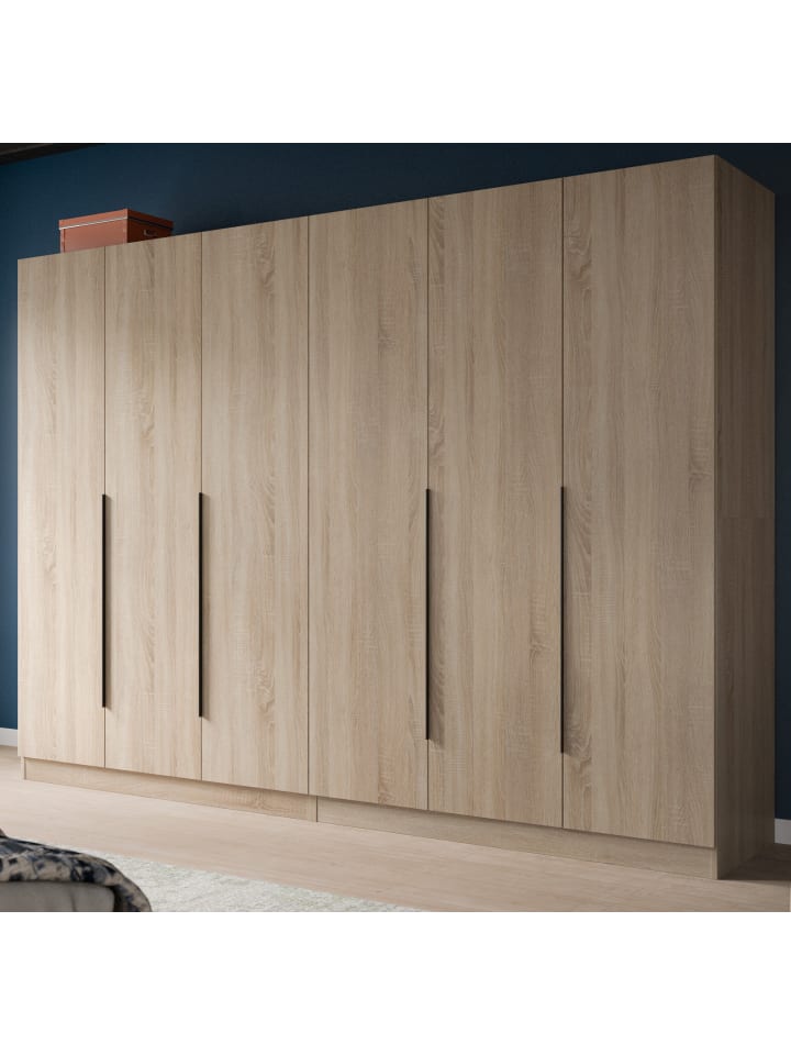 Kleiderschrank Eiche Sonoma 6-türig 240 x 181 cm, Drehtürenschrank