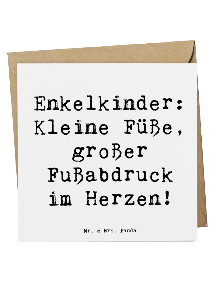 Grußkarte Spruch Enkelkinder Fußabdruck mit Spruch in Weiß