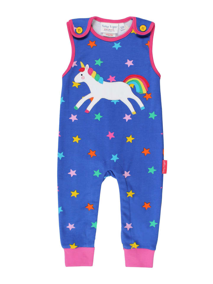 Strampler mit Einhorn Applikation in blau