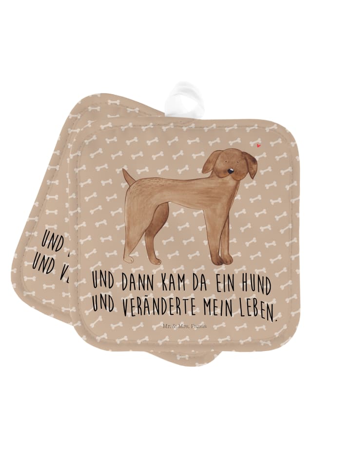 Topflappen Hund Dogge mit Spruch in Hundeglück