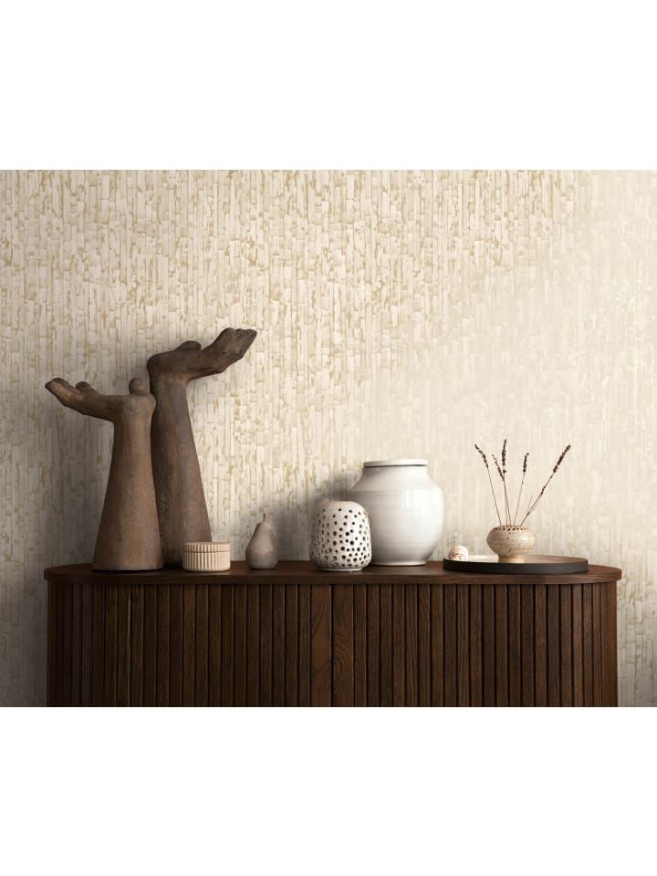 Tapete Sculptural Lines in Cremebeige