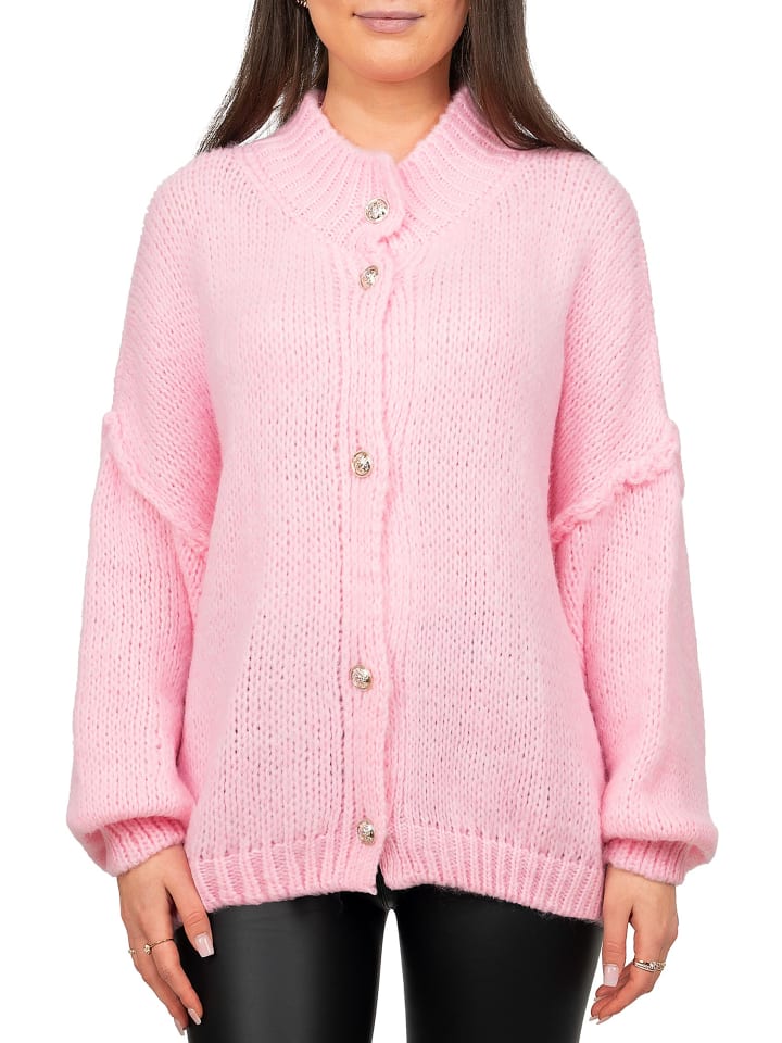 Damen Relaxed Fit Strickjacke Oversized-Look in Pink