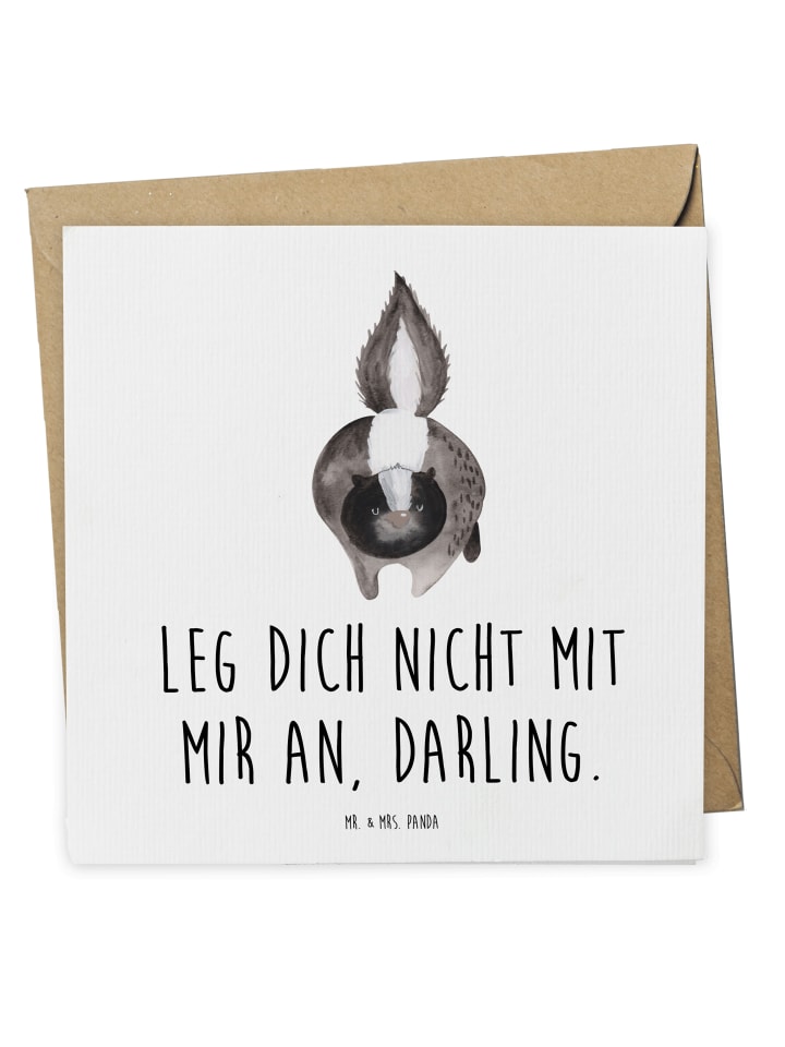 Deluxe Karte Stinktier Angriff mit Spruch in Weiß