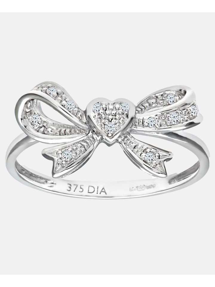 Ring aus 375 Weißgold mit Diamant Herz-Design