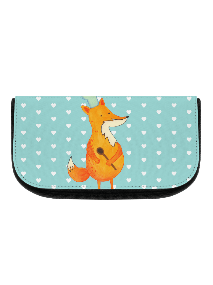 Kosmetiktäschchen Fuchs Koch ohne Spruch in Türkis Pastell