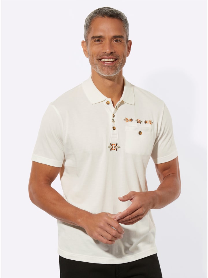 Kurzarm-Poloshirt in ecru