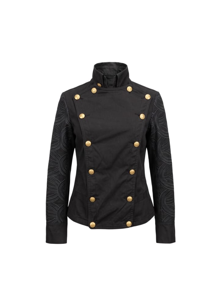 Schwarz Baumwolle Damen Jacke